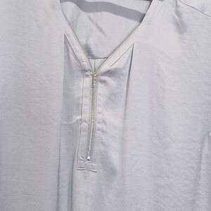 Ellos Satin Polyester Zip Front Woman Plus 22/24 Roll Sleeve Tunic